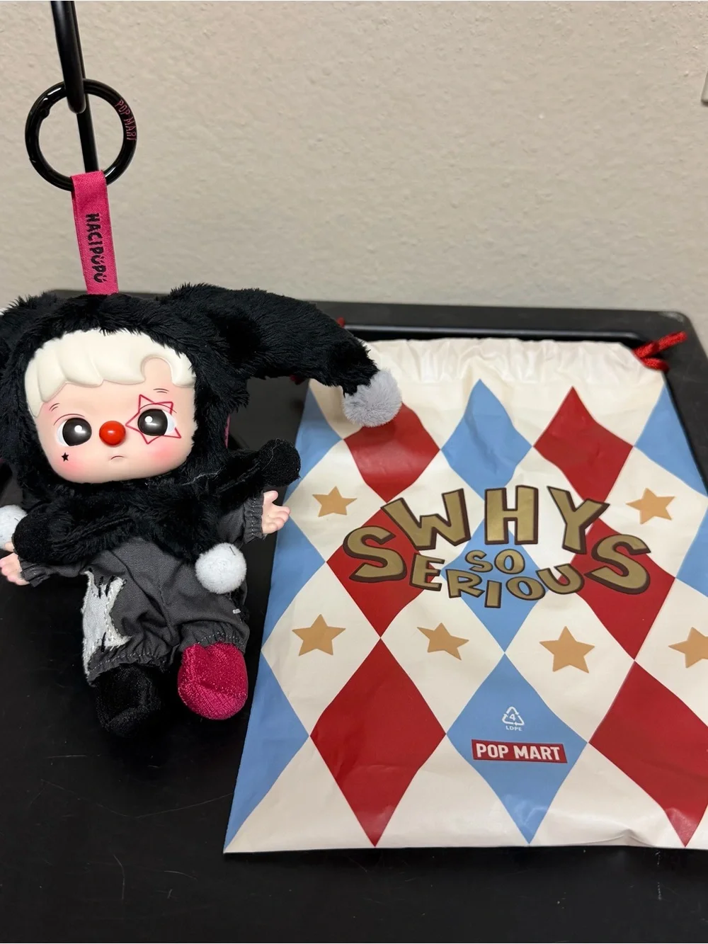 Pop Mart Why So Serious Plush Pendant Hacipupu Shadow Joker